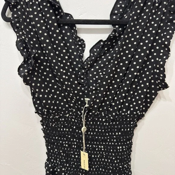 🆕 Max Studio Black & White Polka Dot Sleeveless Jumpsuit, NWT, S - Picture 4 of 5